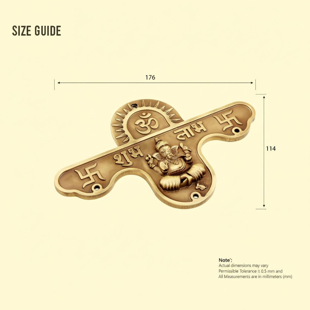 Brass Shubh Labh God Status 176x114mm with Bell(2pcs) Antique Finish PP