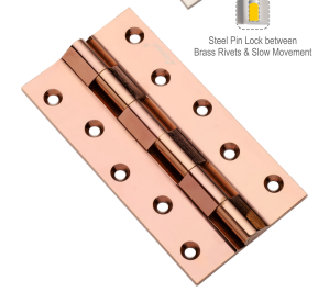Hinges Brass Rly. 5"x1.1/4x3/16 Brass Material PVD Rose Gold Finish Legend