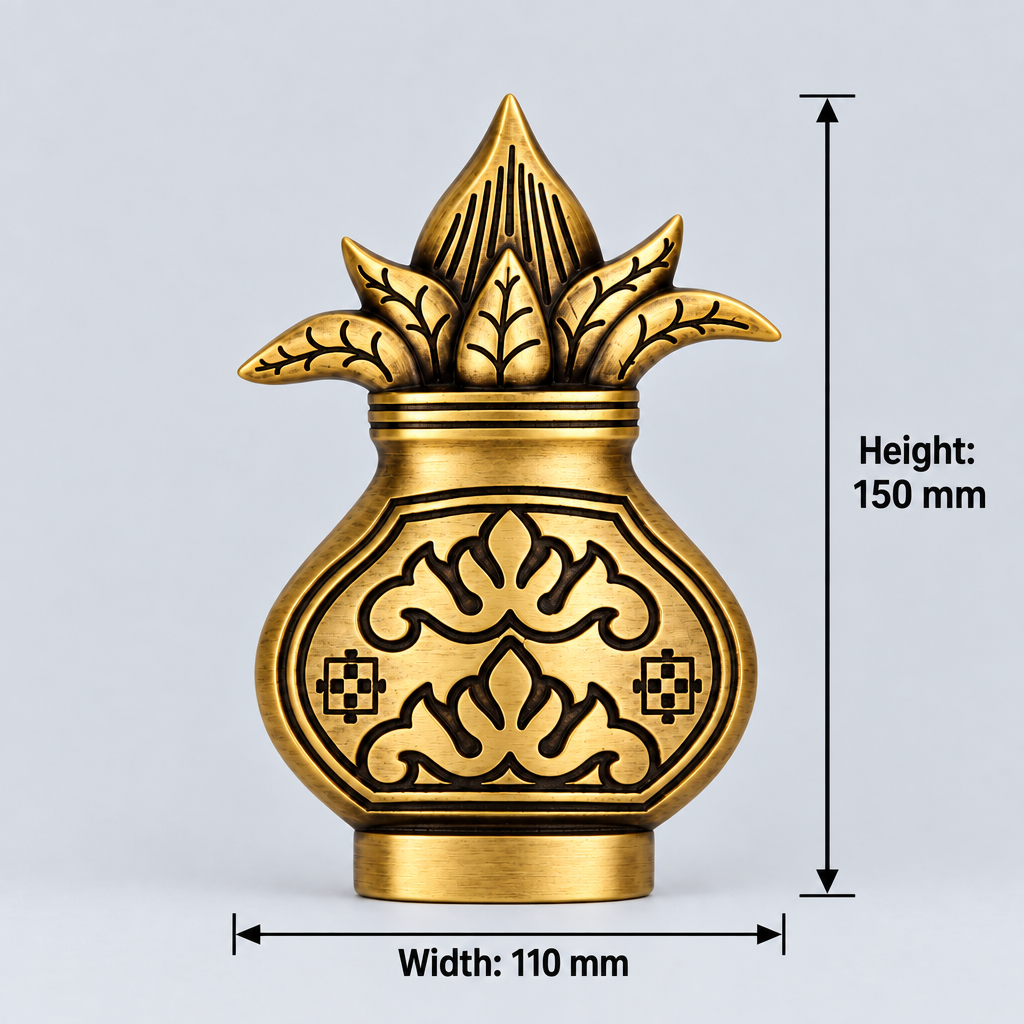 Brass Nariyal Kalash Statues 110x150mm Coffee Antique Finish PP