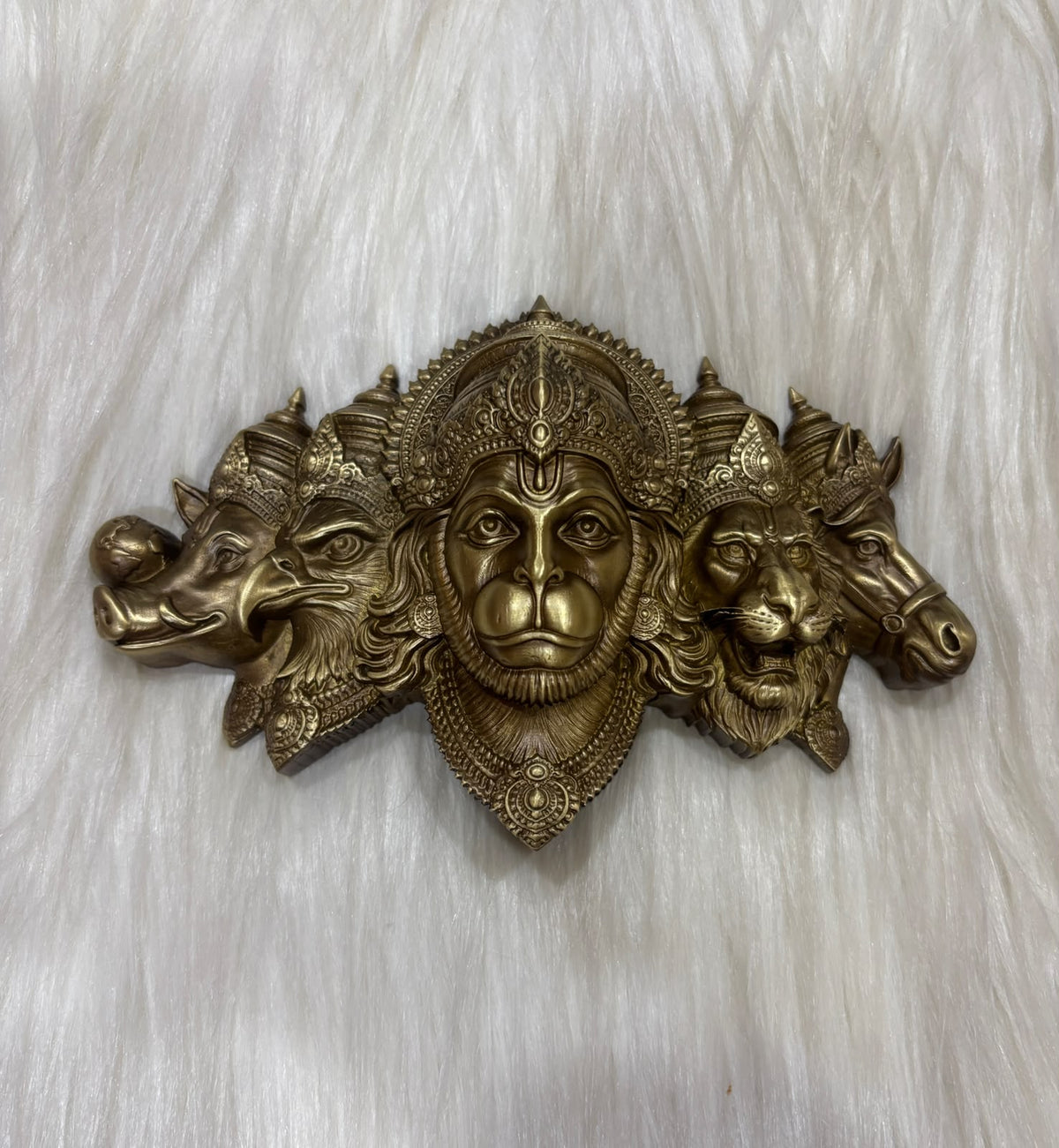 Brass Panch Mukhi Hanuman IC 174x110mm Coffee Antique Finish PP