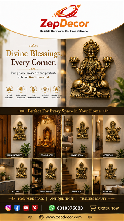 Brass Dhan Laxmi Statues 110x155 mm Coffee Antique Finish PP