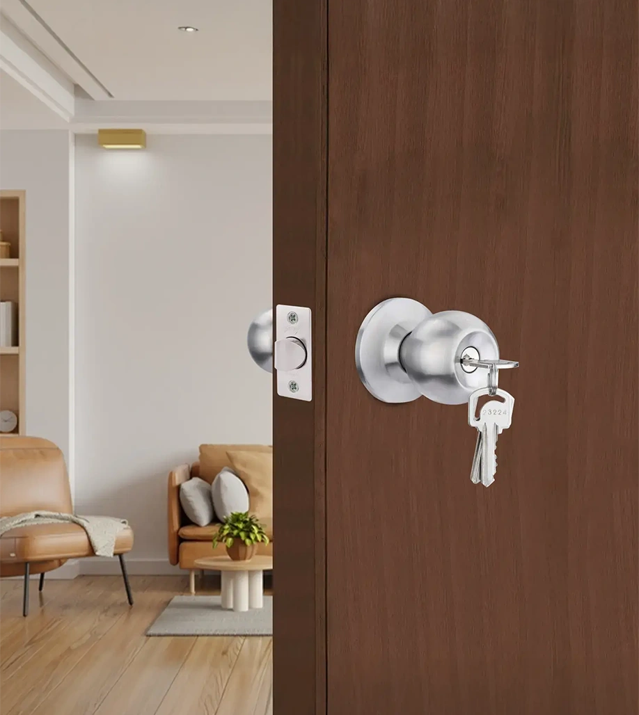 Godrej Door Cylindrical Lock Classic Cylindrical Lock with Key SS Finish 60mm Code 5808