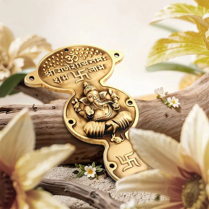 Sri Ganeshay Namah with Bell 208x129mm Brass Material Antique Finish PP