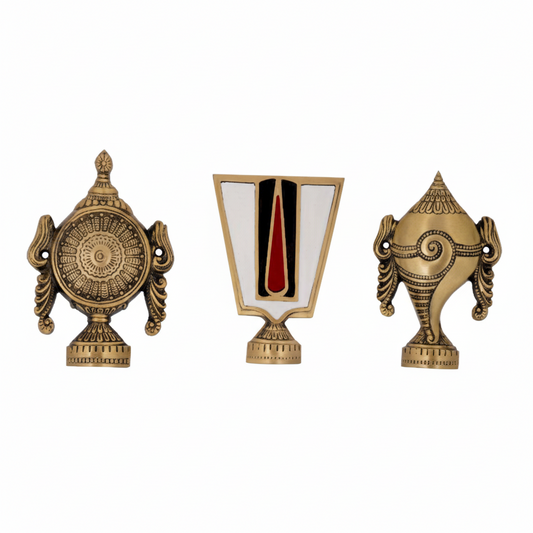 Brass Balaji 6" Shankh Chakra Tilak set HR