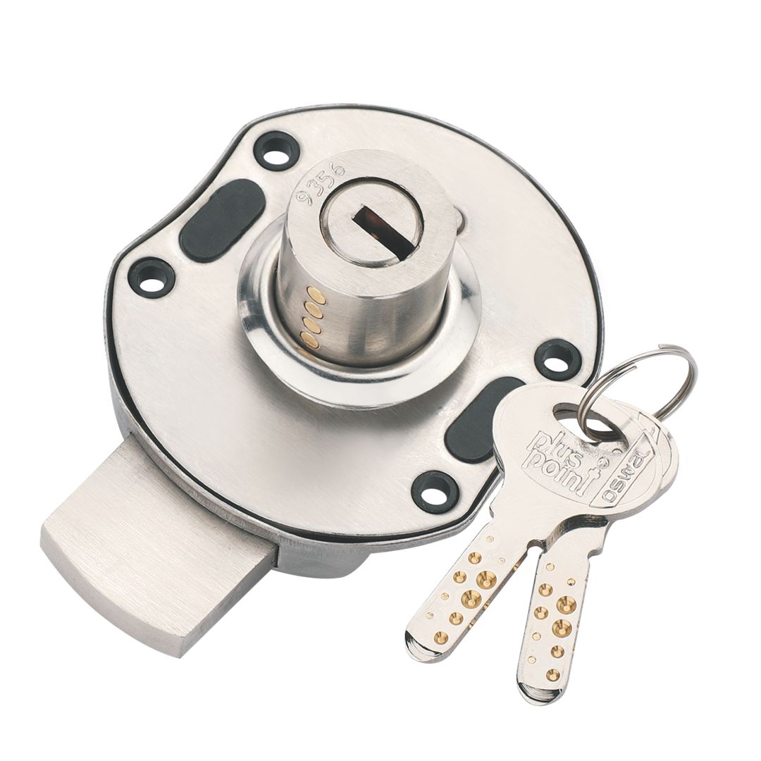 Oswal Cupboard Lock 32mm Dimple Key Model SUS304 Body, 2 Brass Keys SS Finish PP