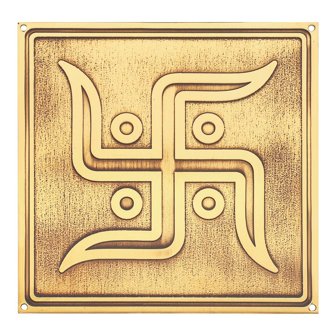 Brass Strip Plate Swastik 150mm x 150mm Brass Material Antique Finish PP