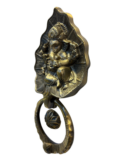 Brass Pan Ganesh Door Knocker Antique 230mm Topline HR
