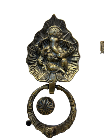Brass Pan Ganesh Door Knocker Antique 230mm Topline HR