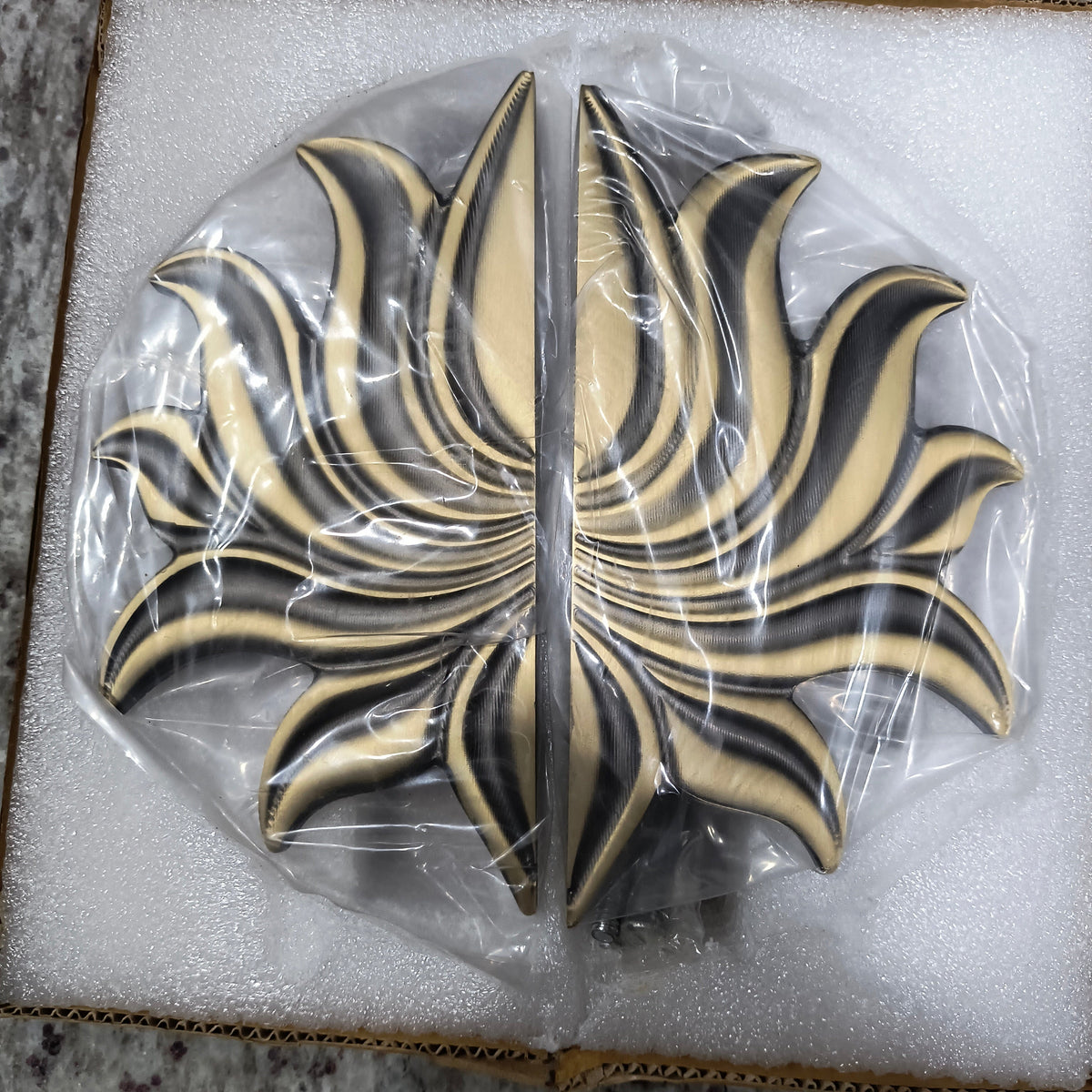 Brass Door Handle Lotus 3D Set(2 pcs) Antique Finish BS