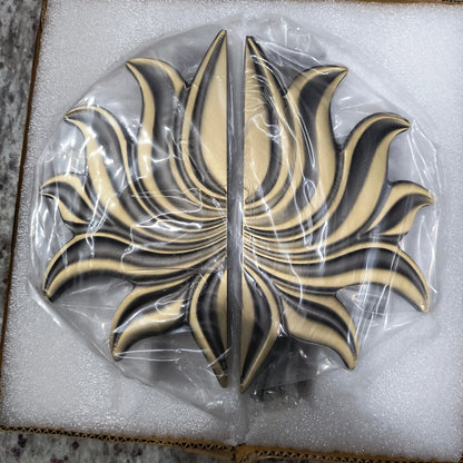 Brass Door Handle Lotus 3D Set(2 pcs) Antique Finish BS