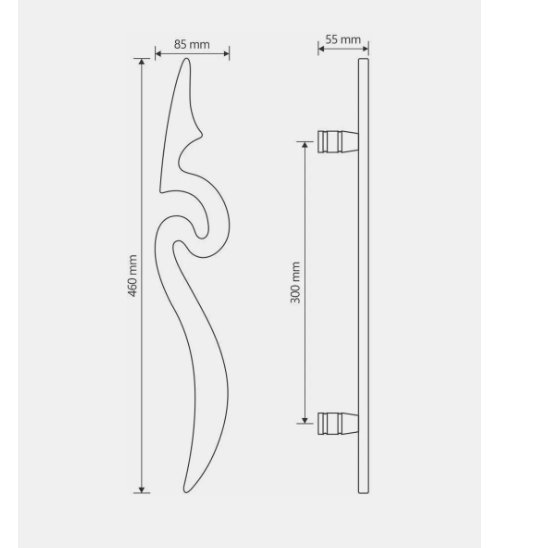 Door Handle Model Arrow Size 300mm Antique Finish PP