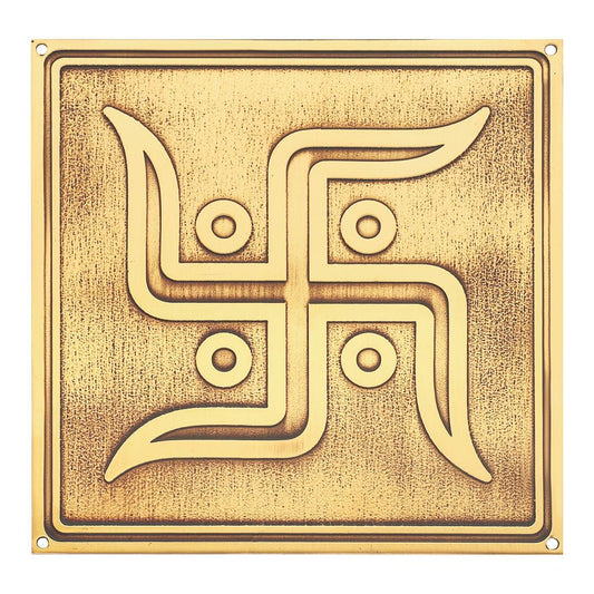 Brass Strip Plate Swastik 150mm x 150mm Brass Material Antique Finish PP