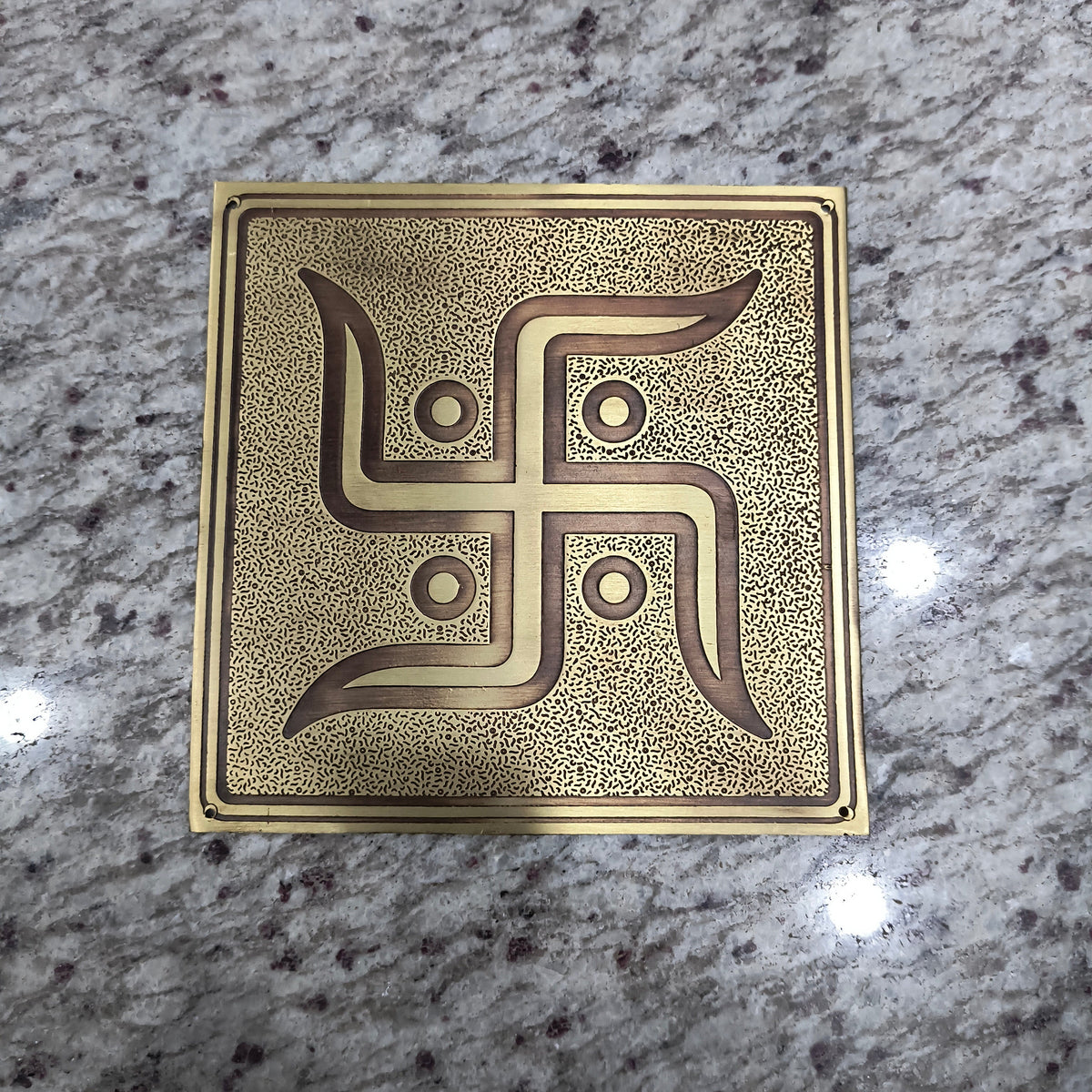 Brass Strip Plate Swastik 150mm x 150mm Brass Material Antique Finish PP