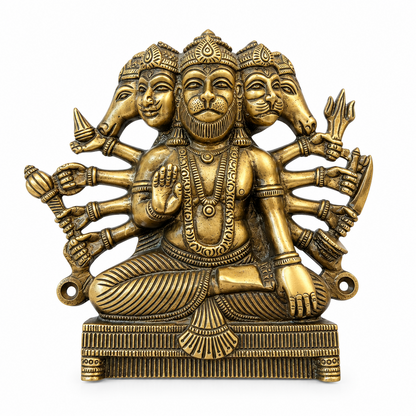 Brass Panch Mukhi Hanuman God Status Antique Finish PP