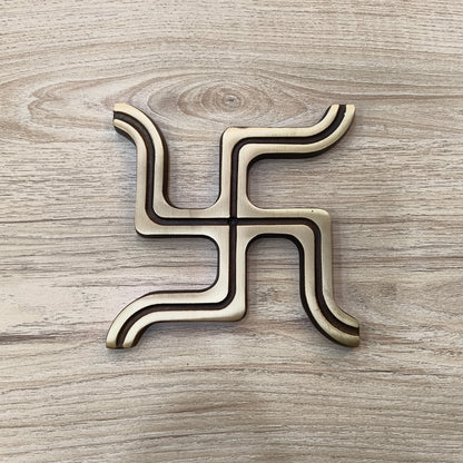 Swastik God Status 150x150mm Brass Material Antique Finish PP