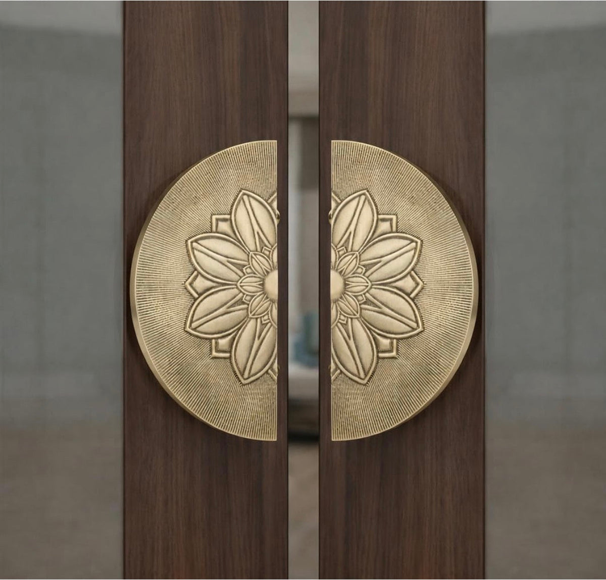 Double Door Handle Rose 6" Brass Material Antique Finish BS