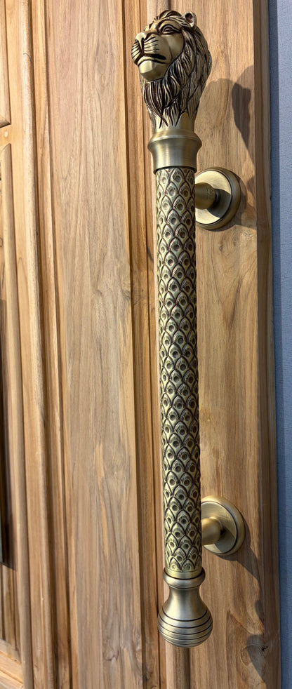 Main Door Door Pull Handle Roar (Lion) 32x300mm Brass Material Antique Finish PP