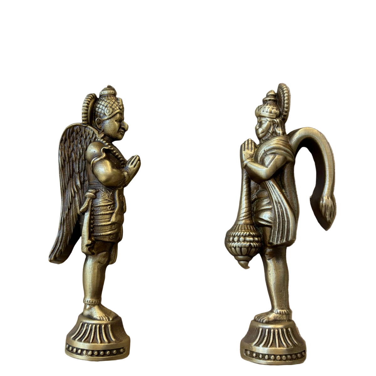 Brass Garud Hanuman Ji Statues 125mm Coffee Antique Finish