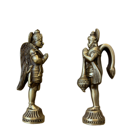 Brass Garud Hanuman Ji Statues 125mm Coffee Antique Finish
