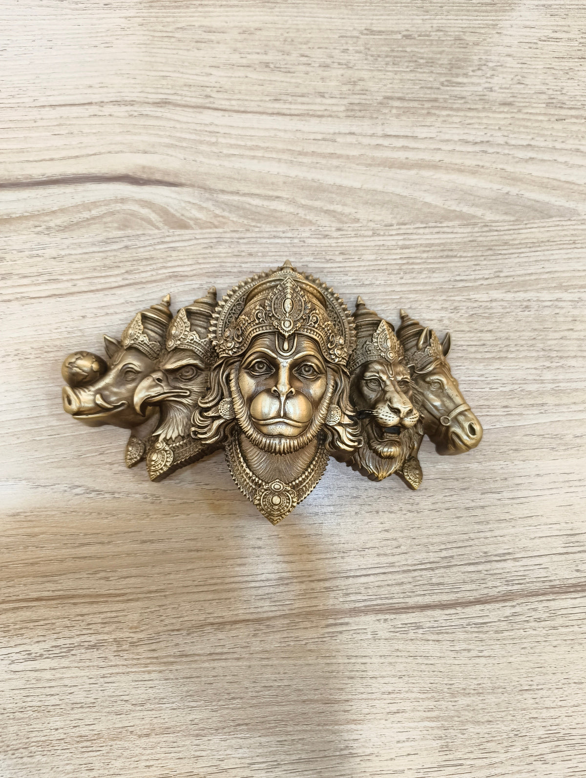 Brass Panch Mukhi Hanuman IC 174x110mm Coffee Antique Finish PP