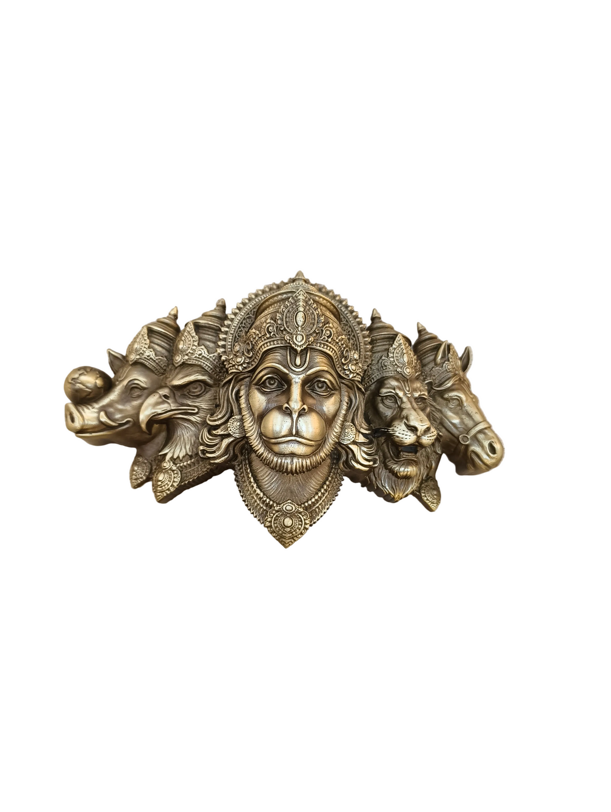 Brass Panch Mukhi Hanuman IC 174x110mm Coffee Antique Finish PP