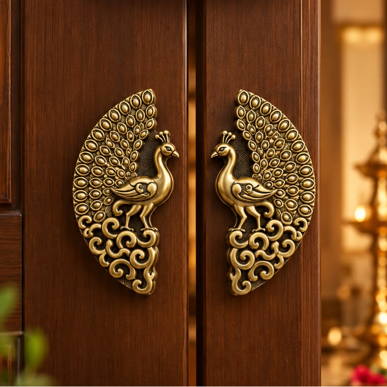 Brass Double Door Handle Mor Coffee Antique Finish Set(2 pcs) PBH201 PP