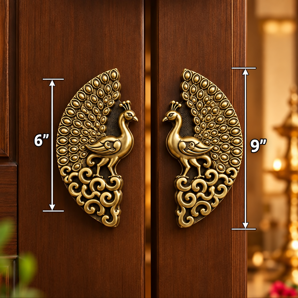 Brass Double Door Handle Mor Coffee Antique Finish Set(2 pcs) PBH201 PP
