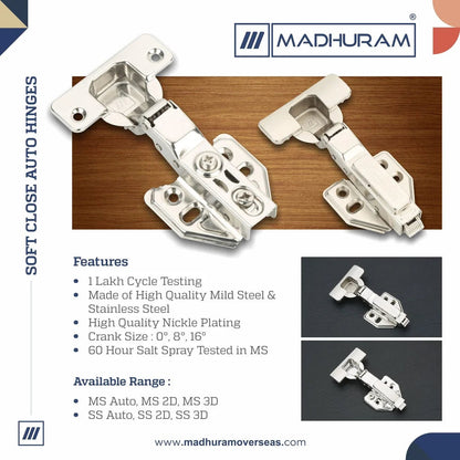 Hinges 0 Crank 2D Soft Close SS Material IAH04 MDR