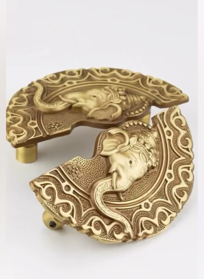 Brass Double Door Handle Matang (Ganesh) Coffee Antique Finish Set(2 pcs) PBH202 PP
