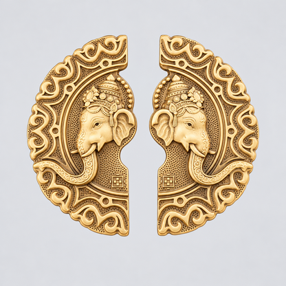 Brass Double Door Handle Matang (Ganesh) Coffee Antique Finish Set(2 pcs) PBH202 PP