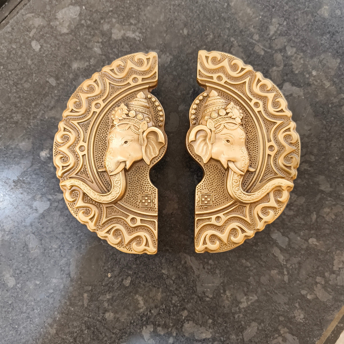 Brass Double Door Handle Matang (Ganesh) Coffee Antique Finish Set(2 pcs) PBH202 PP