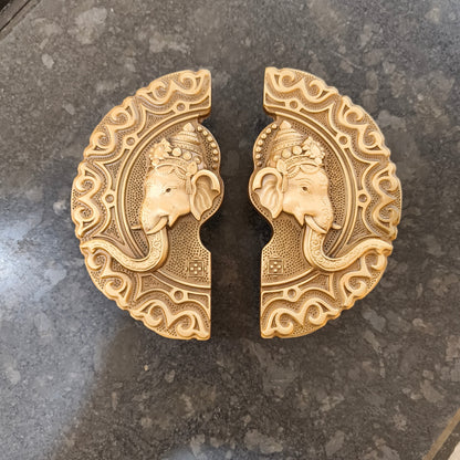 Brass Double Door Handle Matang (Ganesh) Coffee Antique Finish Set(2 pcs) PBH202 PP