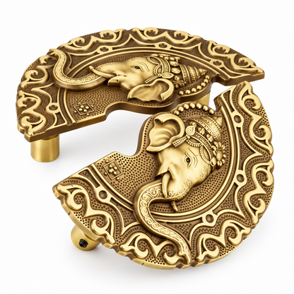 Brass Double Door Handle Matang (Ganesh) Coffee Antique Finish Set(2 pcs) PBH202 PP