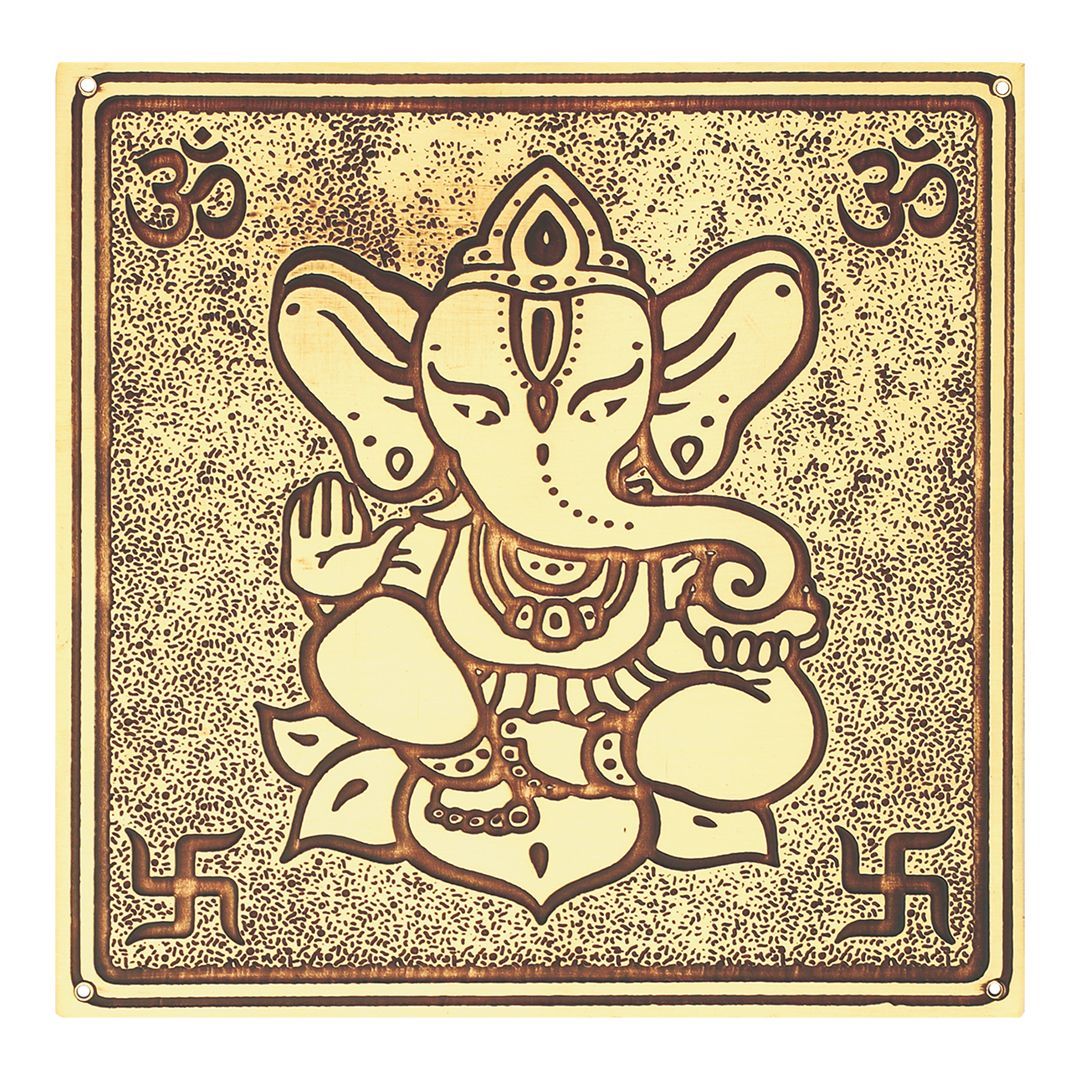 Brass Strip Plate Ganpati Brass Strip 200x200mm Brass Antique PP