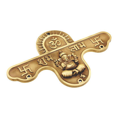 Brass Shubh Labh God Status 176x114mm with Bell(2pcs) Antique Finish PP