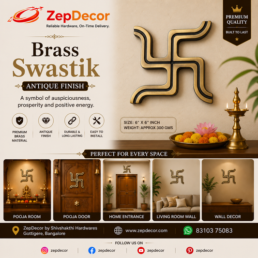Swastik God Status 150x150mm Brass Material Antique Finish PP