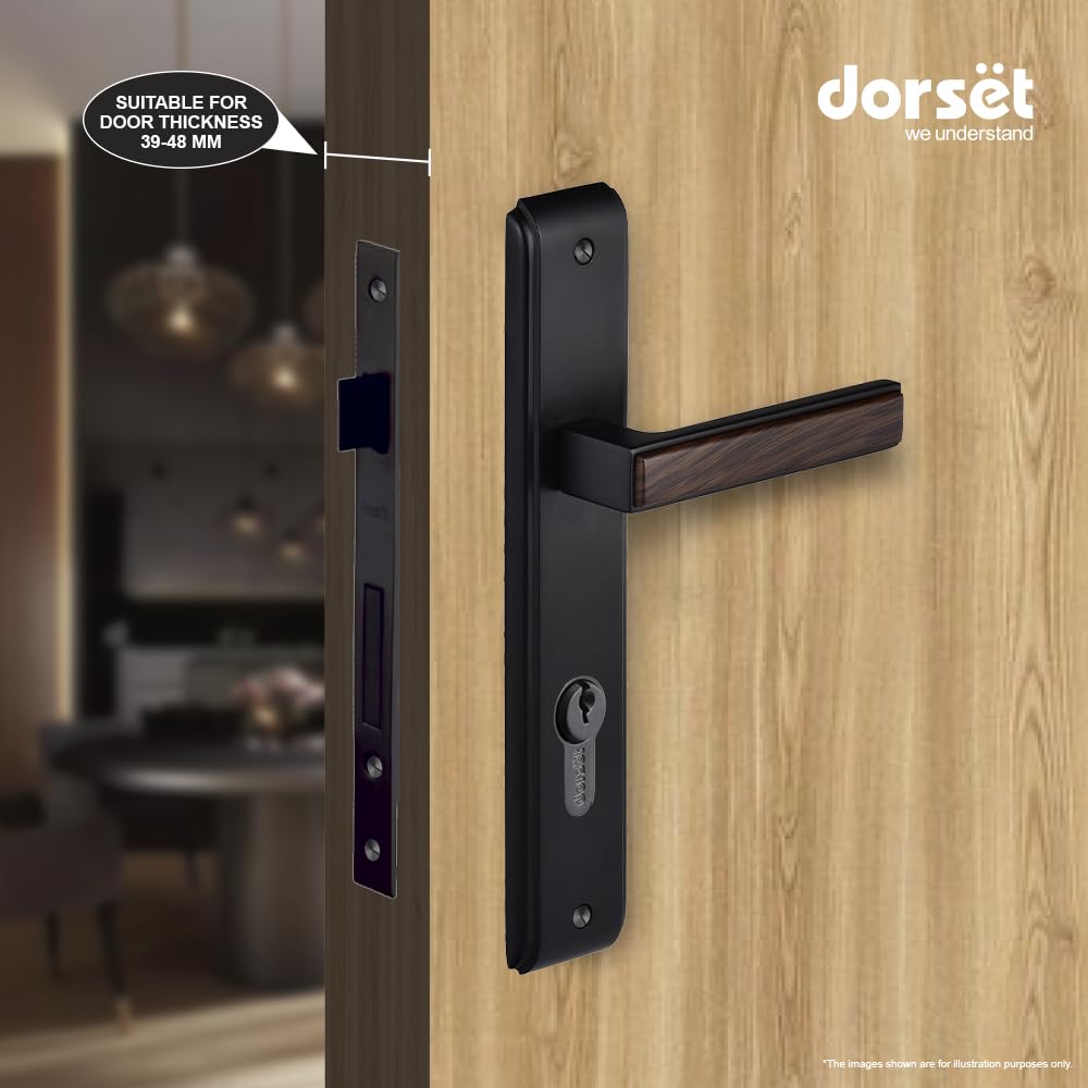 Dorset Kaira X Mortise Door Lockset Handle with Pin Cylinder Black and wood Finish