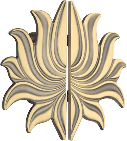 Brass Door Handle Lotus 3D Set(2 pcs) Antique Finish PP