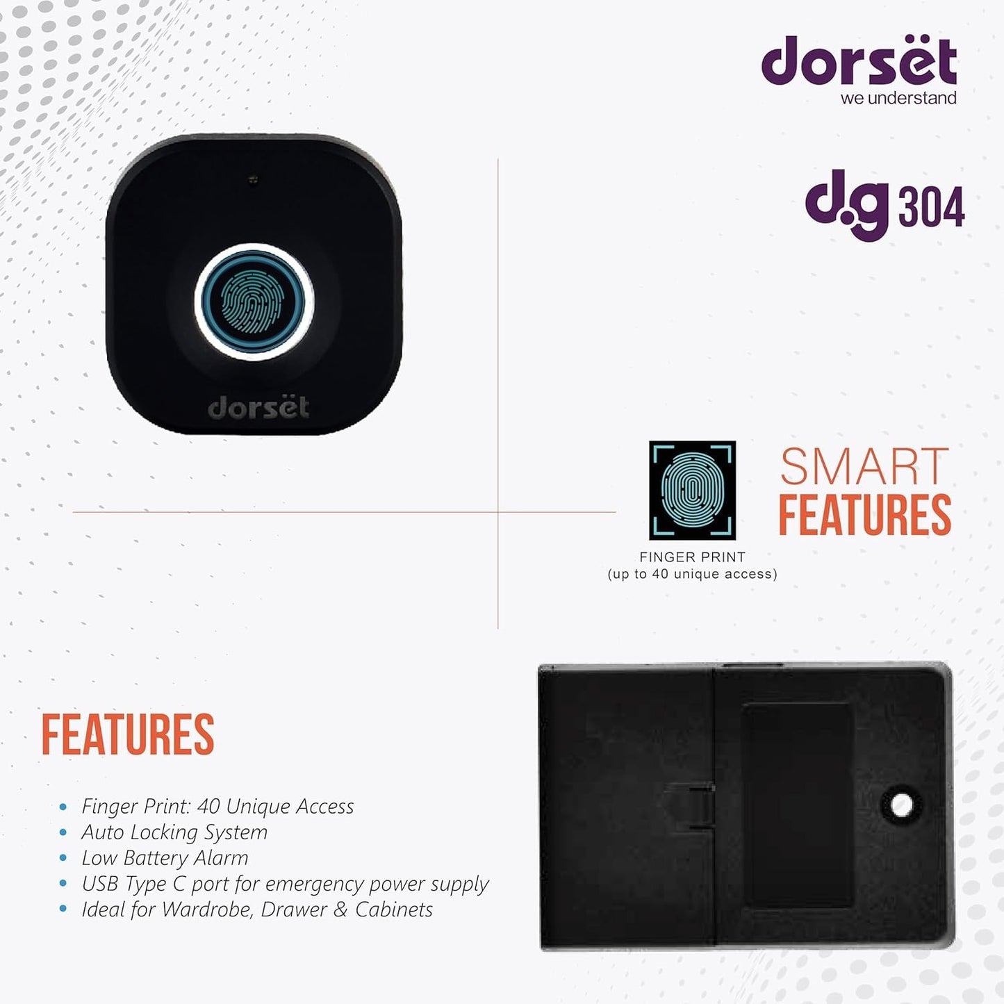 Dorset Digital Drawer Lock ZAP DG304 Black
