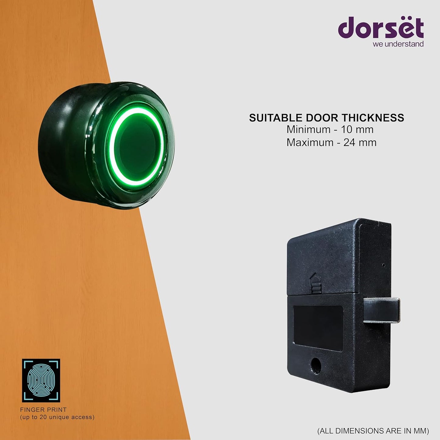 Dorset Digital Fingerprint Digital Drawer Lock code DG303 Black