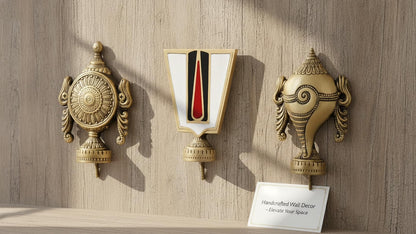 Brass Balaji 4" Shankh Chakra Tilak set HR