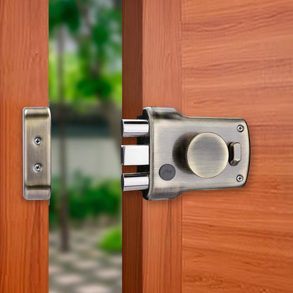Godrej Main Door Rim Lock ULCT Trio Shaft 1CK LS Antique Finish Code 5123