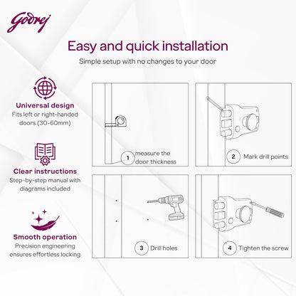 Godrej Main Door Rim Lock Trishaft 1CK Deadbolt Cool Ivory Finish Code 9148