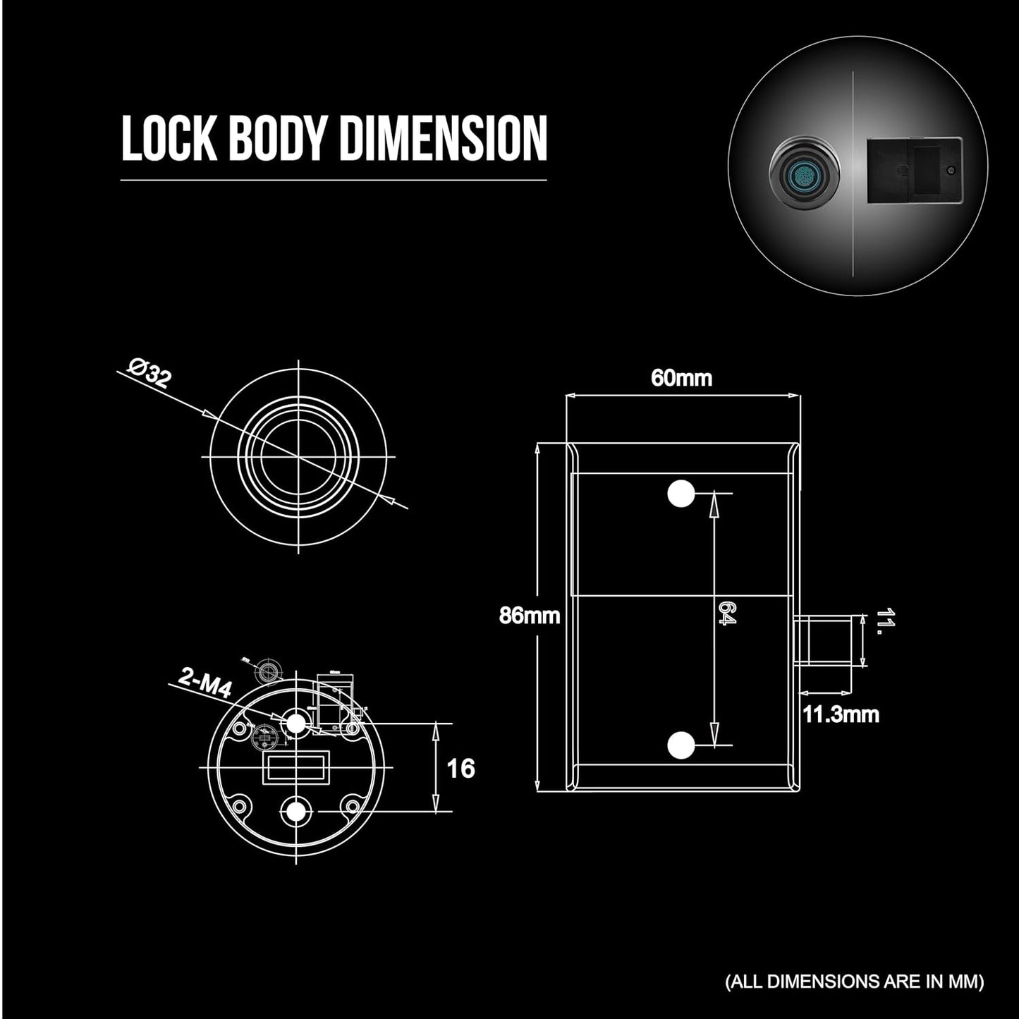 Dorset Digital Fingerprint Digital Drawer Lock code DG303 Black