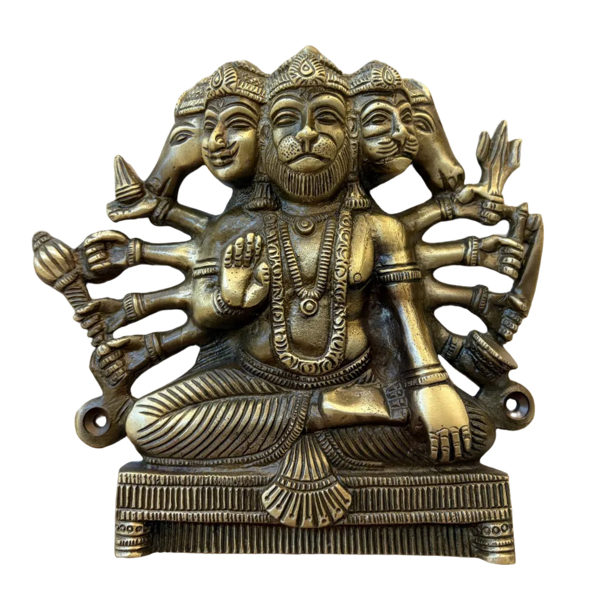 Panch Mukhi Hanuman God Status Brass Material Antique Finish PP