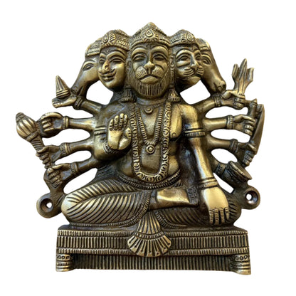 Panch Mukhi Hanuman God Status Brass Material Antique Finish PP