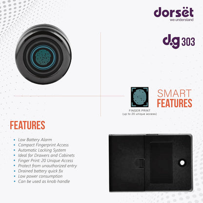 Dorset Digital Fingerprint Digital Drawer Lock code DG303 Black