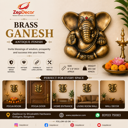 Brass Ganesh Wall Decor Antique Finish HR