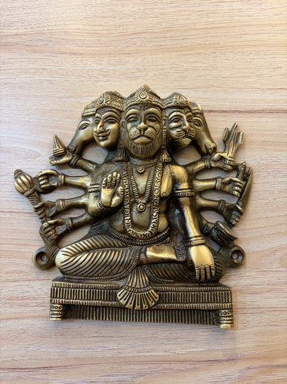 Panch Mukhi Hanuman God Status Brass Material Antique Finish PP