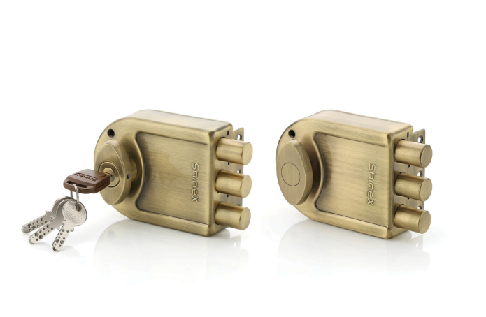 Shinex Main Door Lock Model SA123 + 113 Antique Finish Combo Set